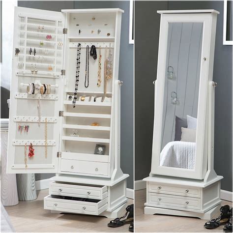 Color White. . Mirror jewellery cabinet